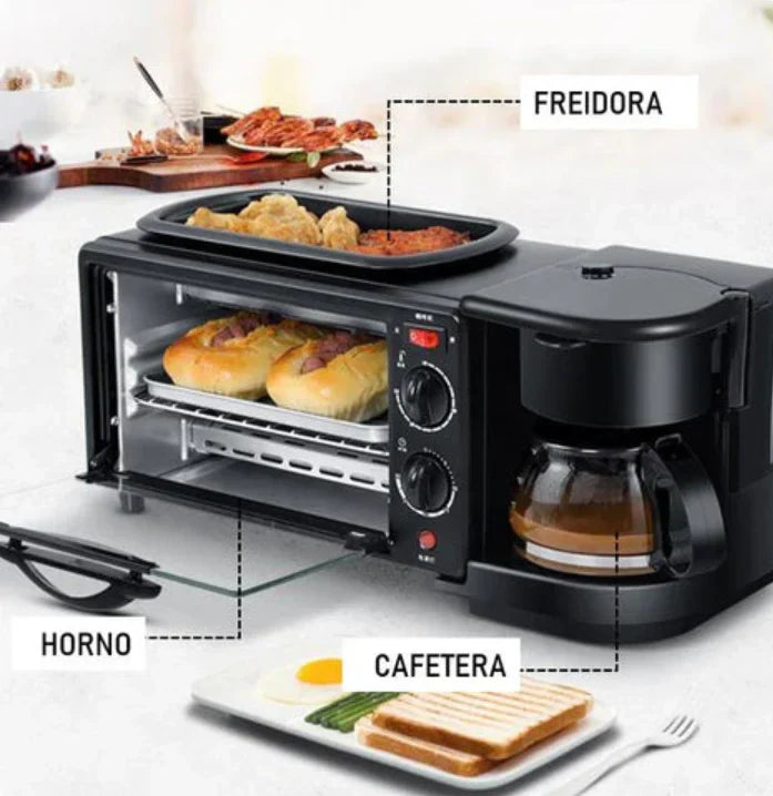 ¡Cocina, fríe y disfruta de tu café con el Horno Eléctrico 3 en 1! 🍳☕ ¡Envío GRATIS! 🚚